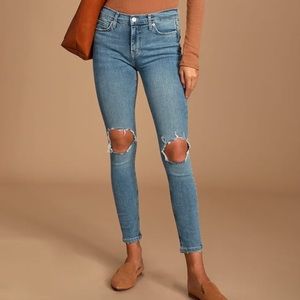 Free People High Rise Busted Knee Skinny 30